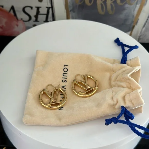 Louis Vuitton Gold Hoop Earrings - Picture 5 of 6